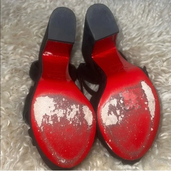 Christian Louboutin SUPERYAZ 160 Suede Platform Heels Sandals Shoes - Picture 7 of 12